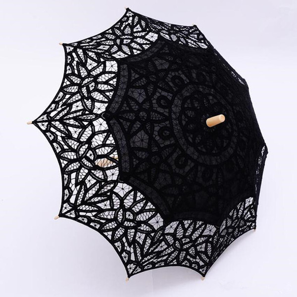 Black Lace Parasol Umbrella Gothic Fancy Hollow Vintage Victorian Wedding Parasols for Bride Bridesmaid Good Quality Custom Color