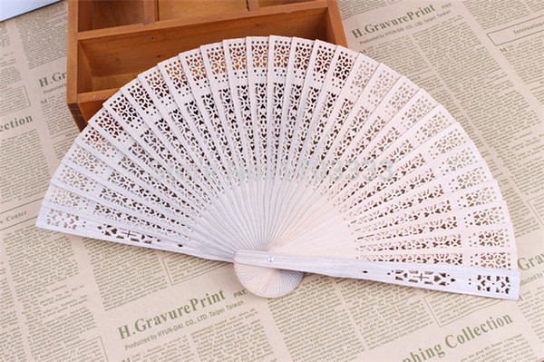 Wholesale Customized Hollow Out Sandalwood Folding Hand Fan Unique Wedding Favors And Gifts For Guests #DHX54