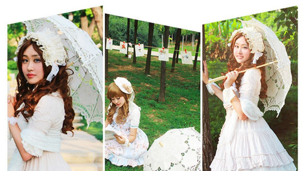 Factory direct sales, 2018 lace lace craft umbrella, embroidered sunshade umbrella, wedding dance ceiling decorative umbrella white