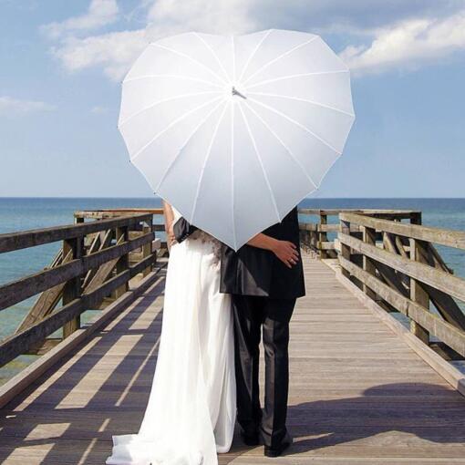 Red Wedding Parasols Heart Shape Parasol Bridal Wedding Parasol Long Handle Umbrella