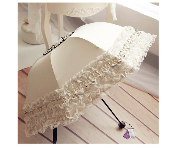 Ivory Wedding Parasols Umbrellas Lace artifull Garden bridal Parasols New Creative Travel Umbrellas Waterproof Umbrella for Woman