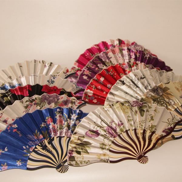 New Hot Wholesale Colors mix Pretty Flowered Chinese Craft Handheld Folding Hand Fan Style Printed Keel Fans