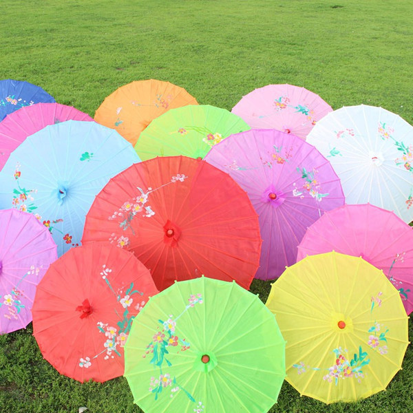 bamboo silk parasol craft umbrella with hand-painted flower design Favor Diameter 84cm Party photo props 2pcs lot