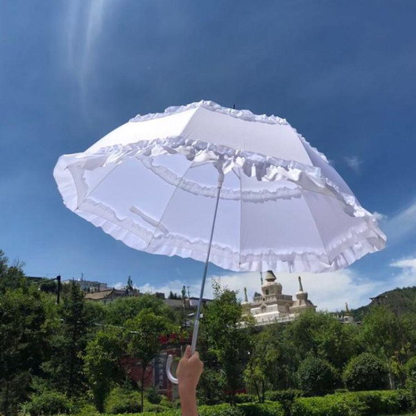 High Quality White Bride Wedding Umbrella Hot Sell Sunny Umbrella Lady Waterproof Umbrella 2019 Free Shipping