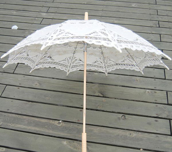 Ivory Lace Parasols for Bride and Bridesmaid Fancy Embroidery Hollow Wedding Umbrella Good Quality Custom Color Service