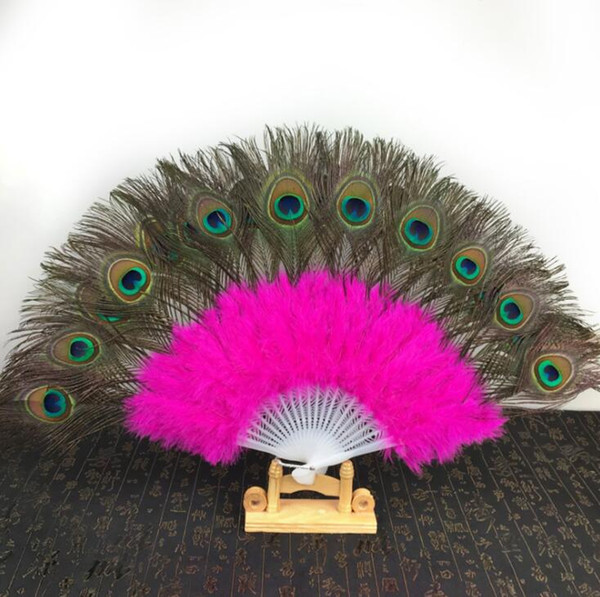 New Peacock Feather Fans Wedding Bridal Gift In Stock Carnival Dance fans Party favors 9 Colors Available 21 Fans Hot Sale