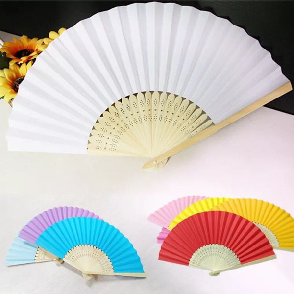 Wedding Favors Gifts Elegant Solid Candy Color Silk Bamboo Fan Cloth Wedding Hand Folding Fans+DHL 