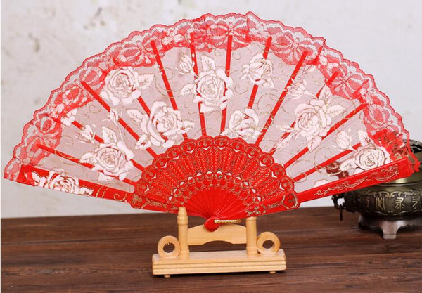 Wedding Fans Handmade Chinese Popular wing chun fan dance White rose bud silk fan Bridal Accessories