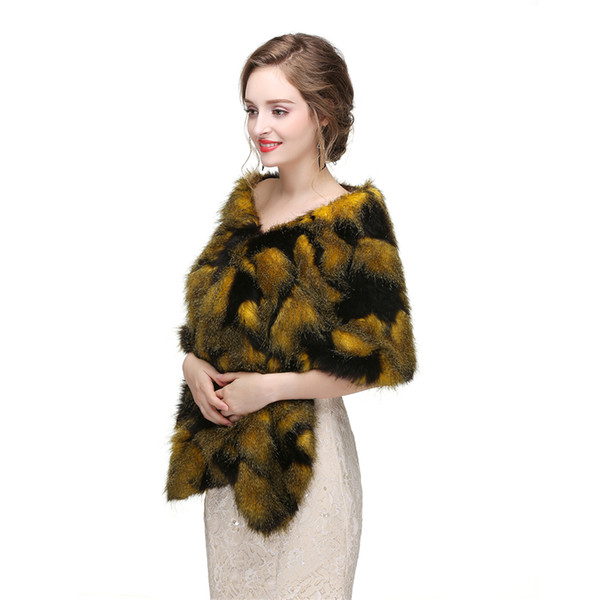 CMS15 2018 New Faux Fur Wrap Cape Stole Shawl Cover Up bridal shrug Bridal Wrap Women Shawl For Special Occasion