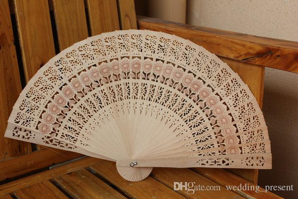 sandalwood folding hand fans with organza bag wedding favours fan party giveaways Free shipping Promotional Folding Fans Bridal Accessories