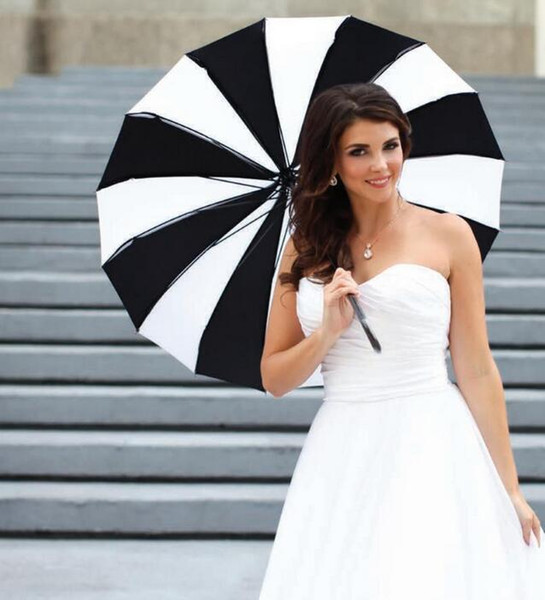 Wedding Parasols Black White Striped Parasol Photo props Customed Gifts Long Handle Umbrella