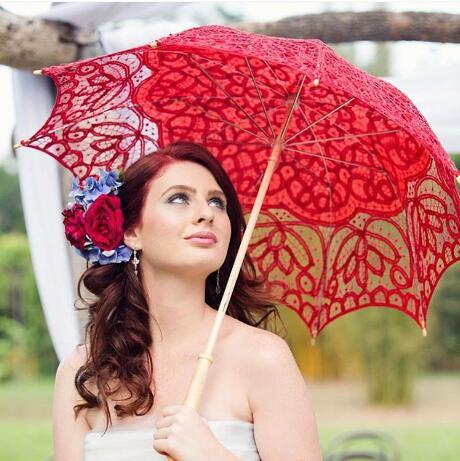 Wedding Parasols Handmade Umbrellas Lace Artifull Garden Bridal Parasols For Bridal Bridesmaid Wedding Diameter 32 inches 16 COLORS