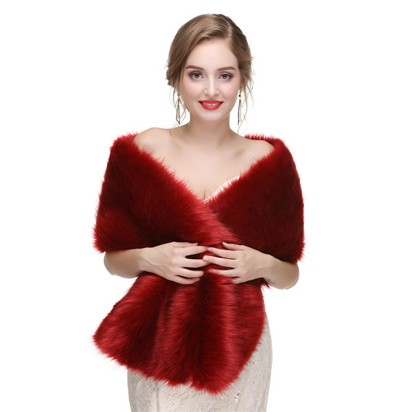 CMS58 Bridal fur stole, Vintage stole red faux fur shrug, High quality faux fur bridal wrap, perfect for brides, bridesmaids and events wea