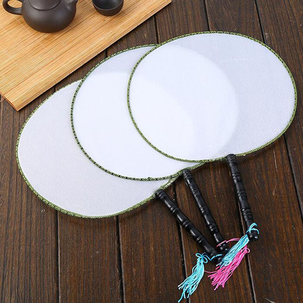 100pcs/lot New Blank Round Fans Chinese Imitation Silk Fans Kids Children DIY Deocration Fancy Event And Party Supplies