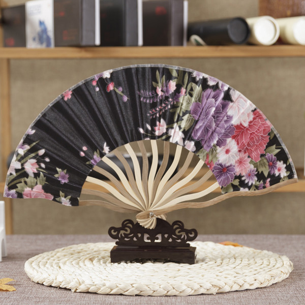 Free Shipping 10pc/lot Tassel For Gift Dancing Wedding Party Decor Fan Chinese Japanese Flower Blossoms Folding Carved Hand Fan