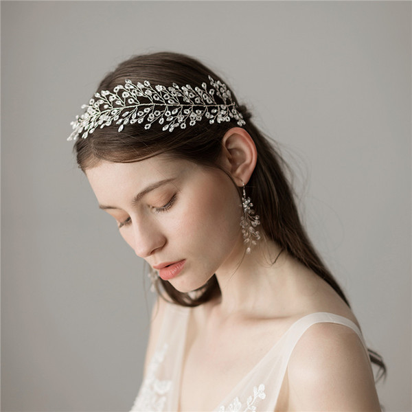 Charming Beaded Silver Wedding Hair Accessories Crystal Bridal Hair Vine Tiara Handmade Women Prom Headpiece Jewelry