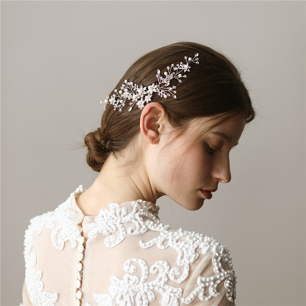 Handmade Crystal Floral Women Prom Headpiece Silver Rhinestone Bridal Hair Comb Handmade Hair Accessories Wedding