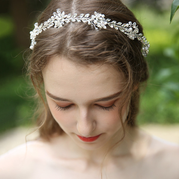 Silver Color Crystal Wedding Hair Jewelry Vine Floral Headpiece For Women Prom Bridal Headband Hair Ornament