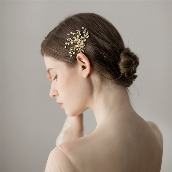 Gold Floral Bridal Accessories Hair Pin Handmade Bridal Boddy Pin Set Women Headpiece Jewelry Clip For Wedding