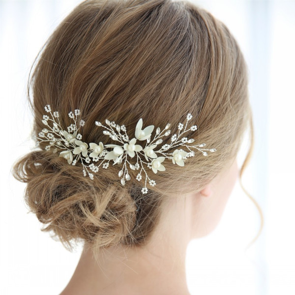 Tiny beaded blossom Bridal Silver Hair Pins and Clips Charming Wedding Hair Piece Accessories Women Jewelry