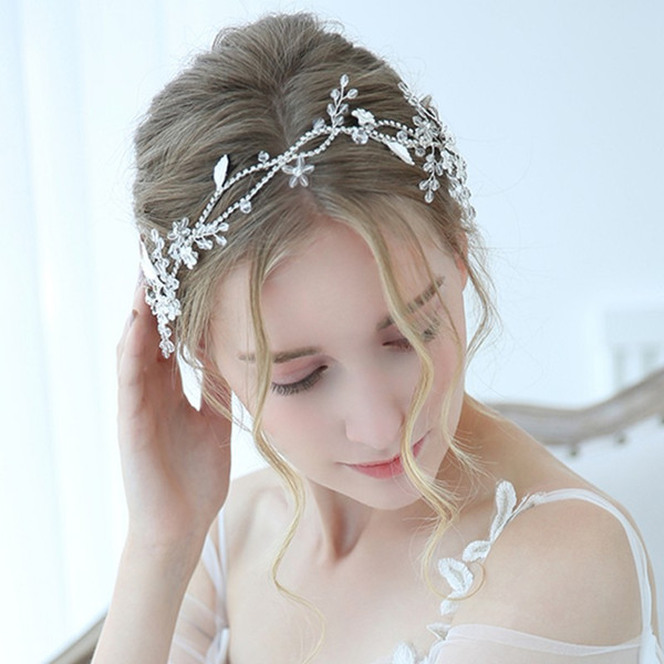 New Design Charming Bridal Headpiece Silver Rhinestone Hairband Wedding Headband Tiara Handmade Hair Accessories For Bride