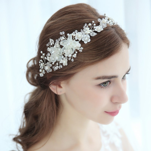 Handmade Ivory Floral Bridal Headband Headpiece Fashion Wedding Tiara Hair Crown Women Prom Hair Accessories Jewelry