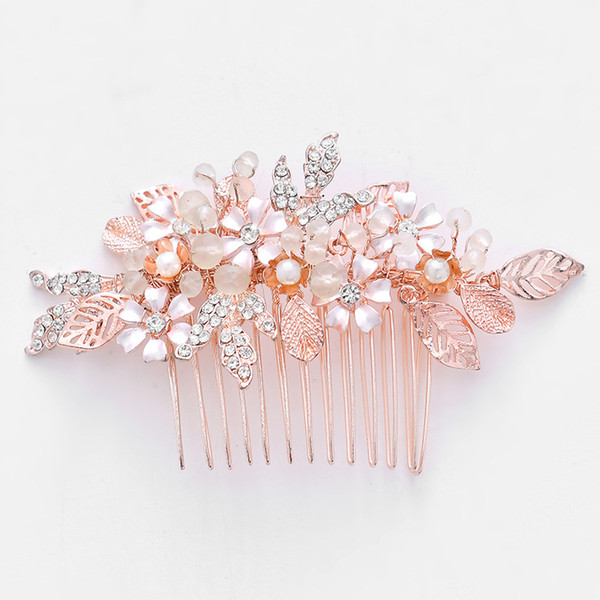 Boho Rose Gold Flower Leaf Bridal Bridal Hair Comb Piece Hand wired Wedding Women Party Prom Headpiece Hair Ornament