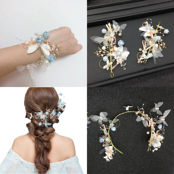 Beautiful 3 Pieces Flowers Hair Accesorries Headpieces Tiara Crowns Wrist Band Hair Piece Hairbands CPA3168