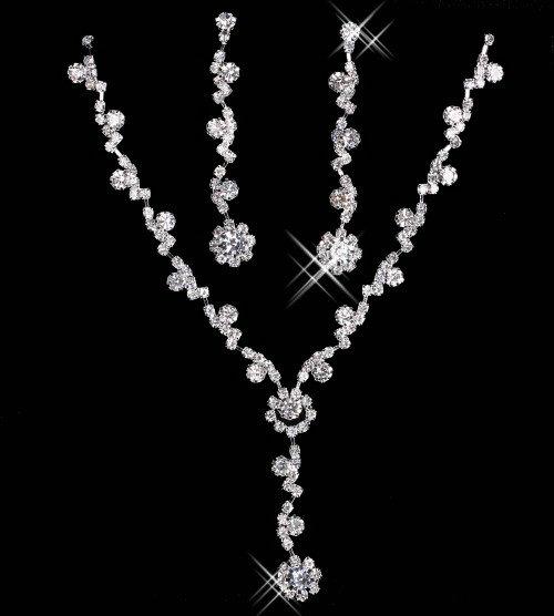 Elegant Bridal Jewelry Necklace Alloy Plated Rhinestones Pearls Crystal Jewelry Set for Wedding Bride Bridesmaid In 15049