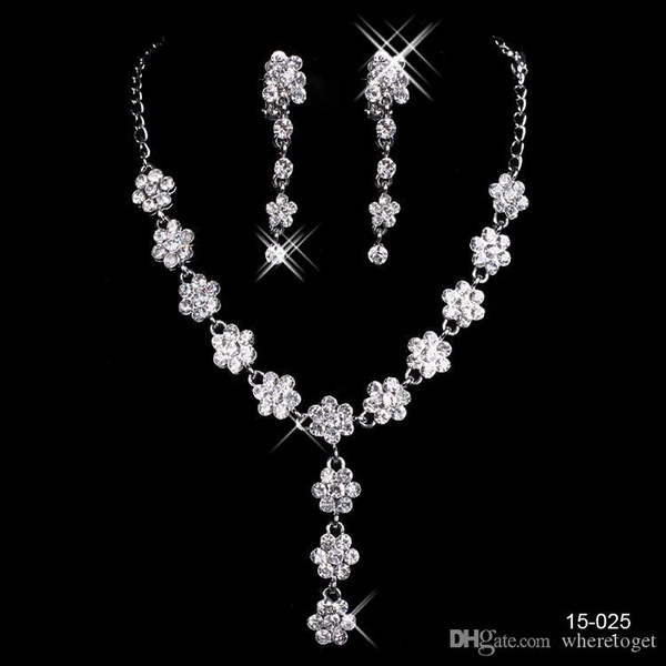 Cheap Bridal Jewelry Charming Alloy Plated Rhinestones Pearls Crystal Jewelry Set for Wedding Bride Bridesmaid In 15025