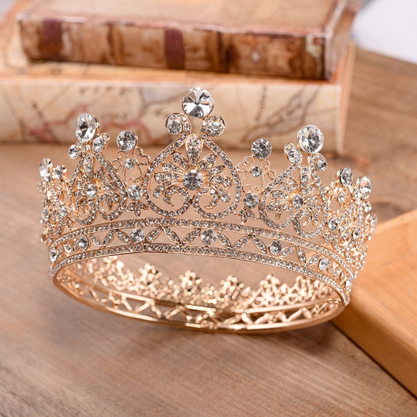 2022Luxury Crystals Wedding Crown Silver Gold Rhinestone Princess Queen Bridal Tiara Crown Hair Accessories Cheap High Quality