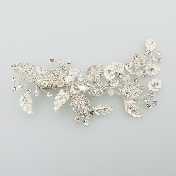 Gorgeous Silver Rhinestone Bridal Hair Clip Comb Hand wired Wedding Hair Oranment Accessories Women Headpiece Barrettes