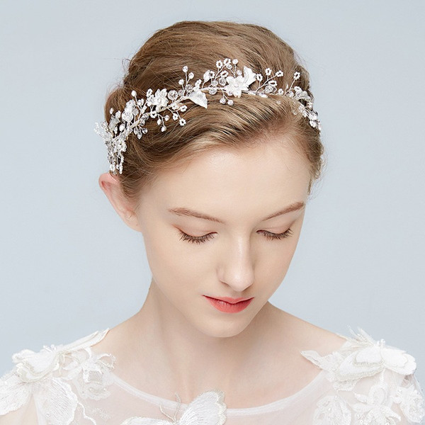 2018 Charming Bridal Headband Silver Leaf Hair Vine Wedding Tiara Hair Accessories Crystal Headpiece Women Hair Jewelry