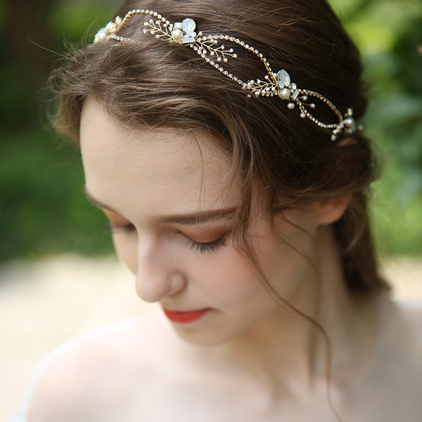 New Arrival Rhinestone Women Head Chain Fashion Pearls Bridal Hair Jewelry Vine Handmade Wedding Headband Accessories