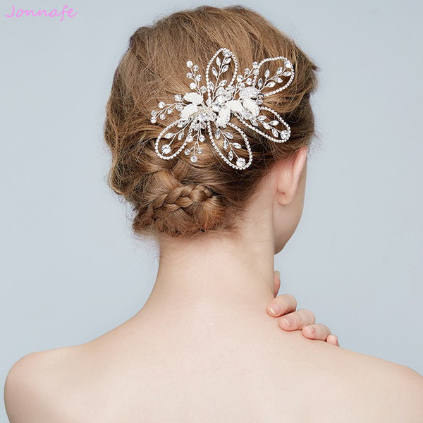 Hand Wired Silver Rhinestone Wedding Hair Comb For Women Crystal Hair Jewelry Fashion Bridal Headpiece Hair Accessories