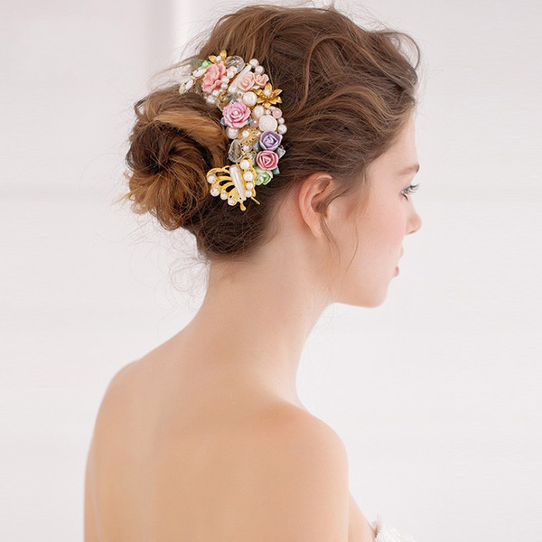 Flowers Wedding Accessories Wedding Hair Accessories with Comb High Quality Fairy Style Bridal Hair Decoraitons 2017