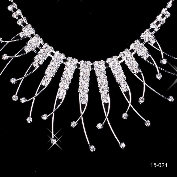 Rhinestone Bridal Jewelry Sets Earrings Necklace Crystal Bridal Prom Party Pageant Girls Wedding Accessories 15021