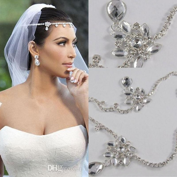 Hot Sell Kim Kardashia Real Images Rhinestone Beautiful Shining Crystal Wedding Bridal Wedding Hair Piece Accessory Jewelry Tiaras CPA318