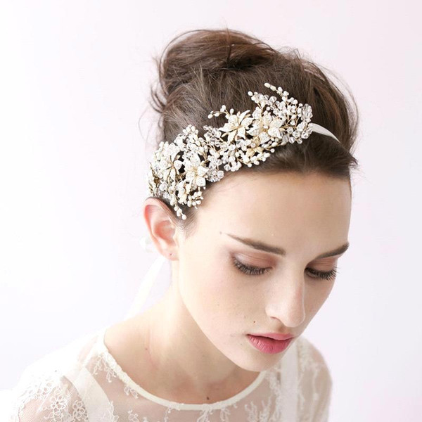 2022Vintage Hair Band Head Pieces Pearls Crystals Wedding Bridal Hair Accessories Hairband Free Shipping CPA149