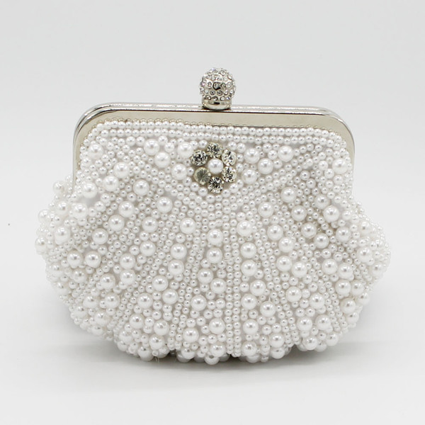 2019 Top Sale Shell Pearls Bridal Hand Bags One Shoulder Clutch Beaded Crystal Formal Evening Party Diner Bags Shell Style Cheap Sale Online