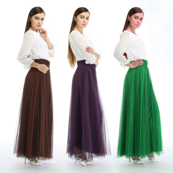 Cheap Women Midi Calf Long Tulle Skirts A Line High Waist Women Caroline Petticoats Jupon Marriage New CPA839