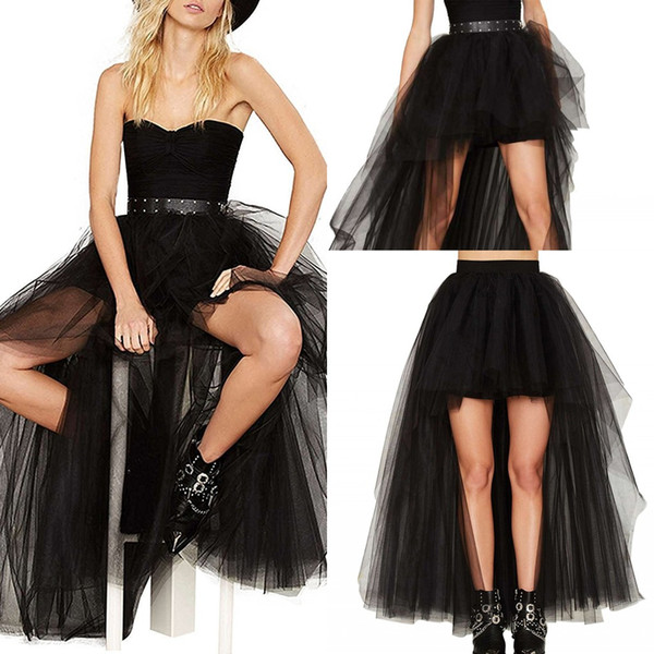 New In Stock High Low Cheap 3 Layers Tulle Skirt Short Front Long Back Skirts Womens Sexy Summer Autumn Tutu Skirts CPA805