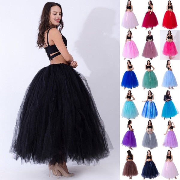 High Quality 3 Layers 100cm Summer Long Tulle Skirt Fashion Pleated TUTU Skirts Womens Lolita Petticoat Bridesmaids Dress CPA836