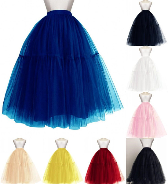 New 5 Layers Women Midi Tulle Tutu Skirt Petticoat Wedding Bridal Dress Prom Evening Ball Gown Under Skirts CPA1091