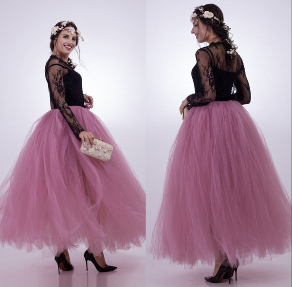 19 Colors Blush Pink Tulle Long Petticoat 3 Layers Puffy Short Party Dresses with Sash CPA836