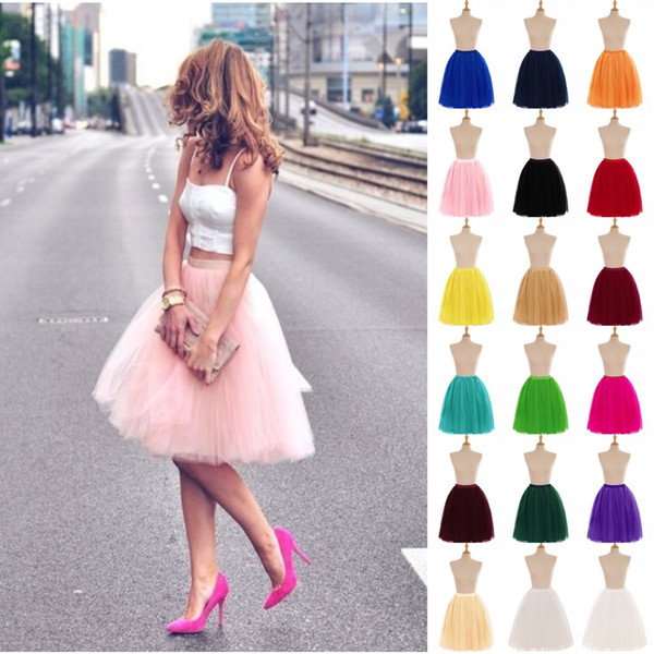 Short Full Tutu Tulle Skirts Prom Party Dresses Ball Gowns 5 Layers Underskirt Crinolines Cheap with 18 Colors CPA583