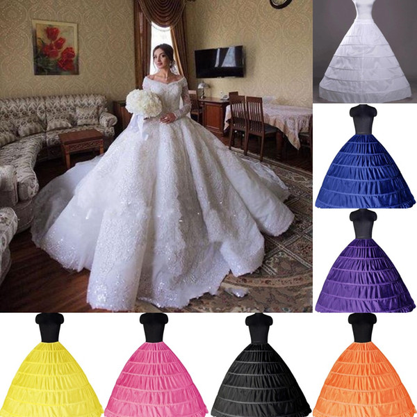 2020 Cheap Ball Gown 6 Hoops Petticoat Wedding Slip Crinoline Bridal Underskirt Layes Slip 6 Hoop Skirt For Quinceanera Dress CPA206