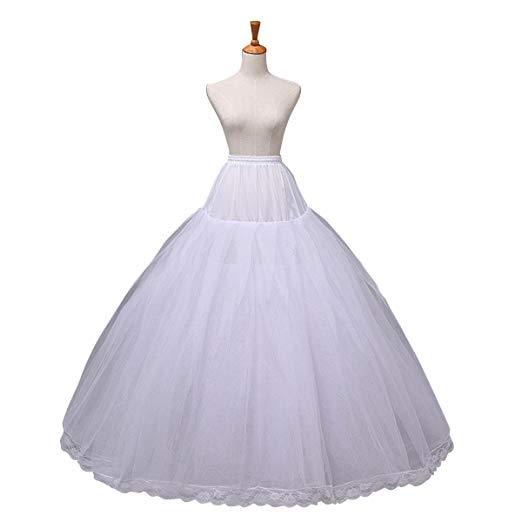 Clear Bridal Women's Bridal Gown Wedding Dress Petticoat Underskirt Crinoline Skirt Slip 12015White