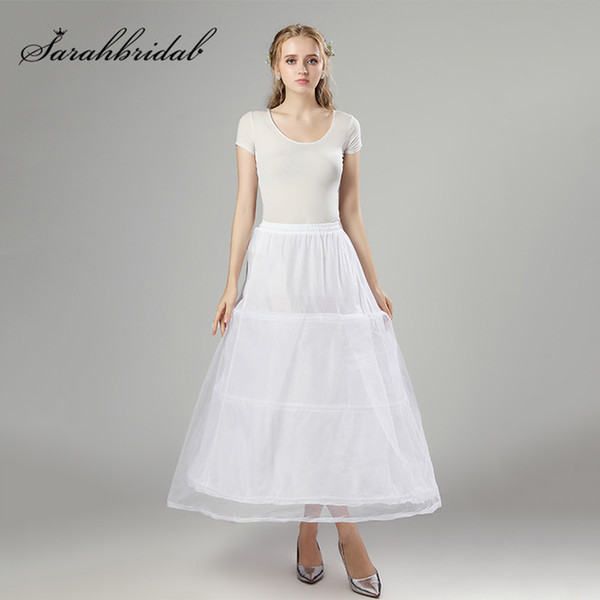 New Cheap Long Petticoat 3 Hoop 2 Layer Tulle Wedding Accessories Dress Elegant Ball Gown Underskirt Women Jupon Mariage 12011