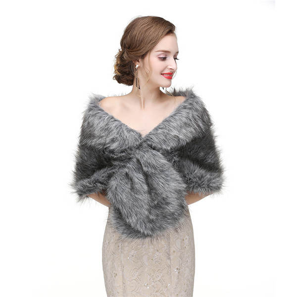 CMS20 Bridal fur stole, Vintage stole faux fur, fur shrug, bridal shawl wrap fur, gray bridal stole, wedding stole cape